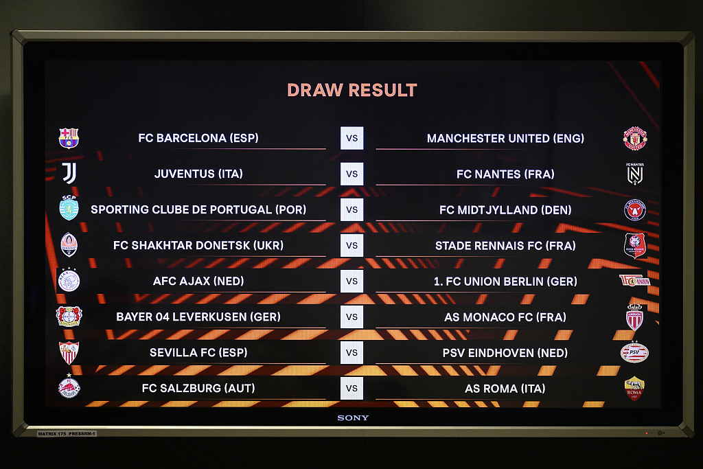 Draw results of the UEFA Europa League knockout stage playoff games. /CFP