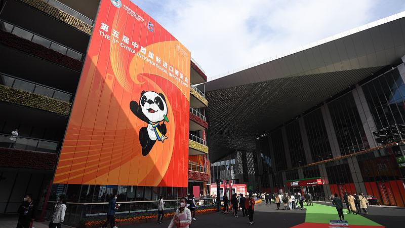 The exterior of the National Exhibition and Convention Center (Shanghai), November 6, 2022. /CFP