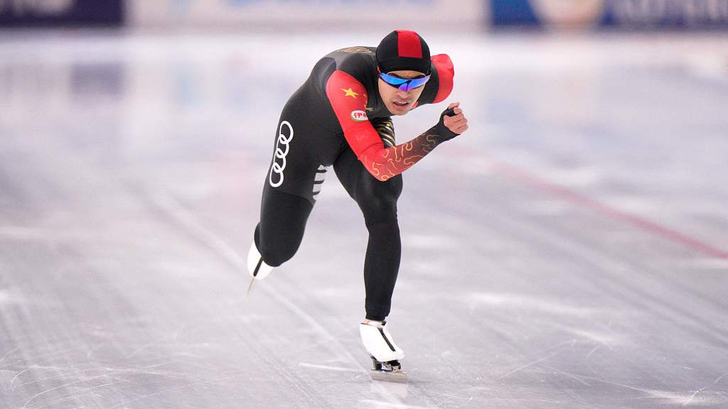 Ning Zhongyan in action during the ISU Speed Skating World Cup men's 1,500m final A in Stavanger, Norway, November 11, 2022. /CFP