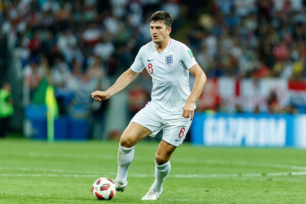 Harry Maguire (#6) of England controls the ball in the FIFA World Cup semifinals against Croatia at Luzhniki Stadium in Moscow, Russia, July 11, 2018. /CFP 