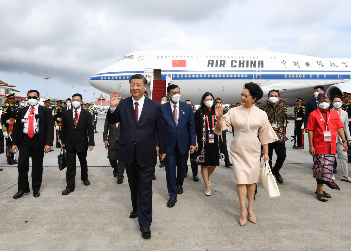 President Xi Jinping arrives for the 17th Group of 20 Summit in Bali, Indonesia, Nov 14, 2022. /Xinhua