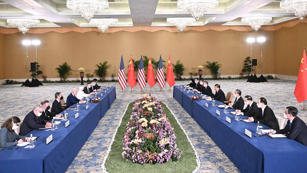 Chinese President Xi Jinping meets with U.S. President Joe Biden in Bali, Indonesia, Nov. 14, 2022. /Xinhua