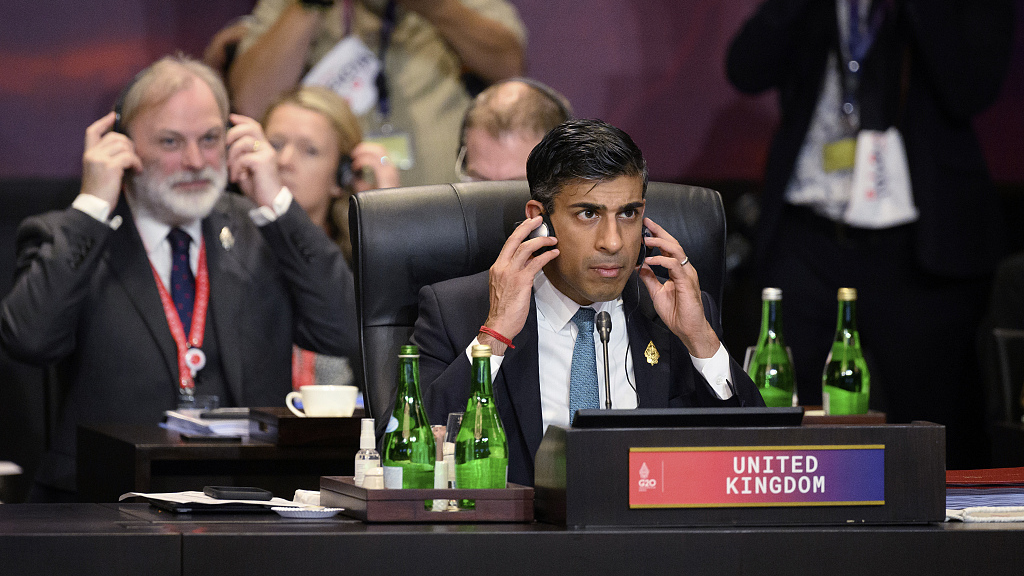 Britain's Prime Minister Rishi Sunak attends a working session on food and energy security at the 17th Group of 20 Summit in Nusa Dua, Bali, Indonesia, November 15, 2022. /CFP