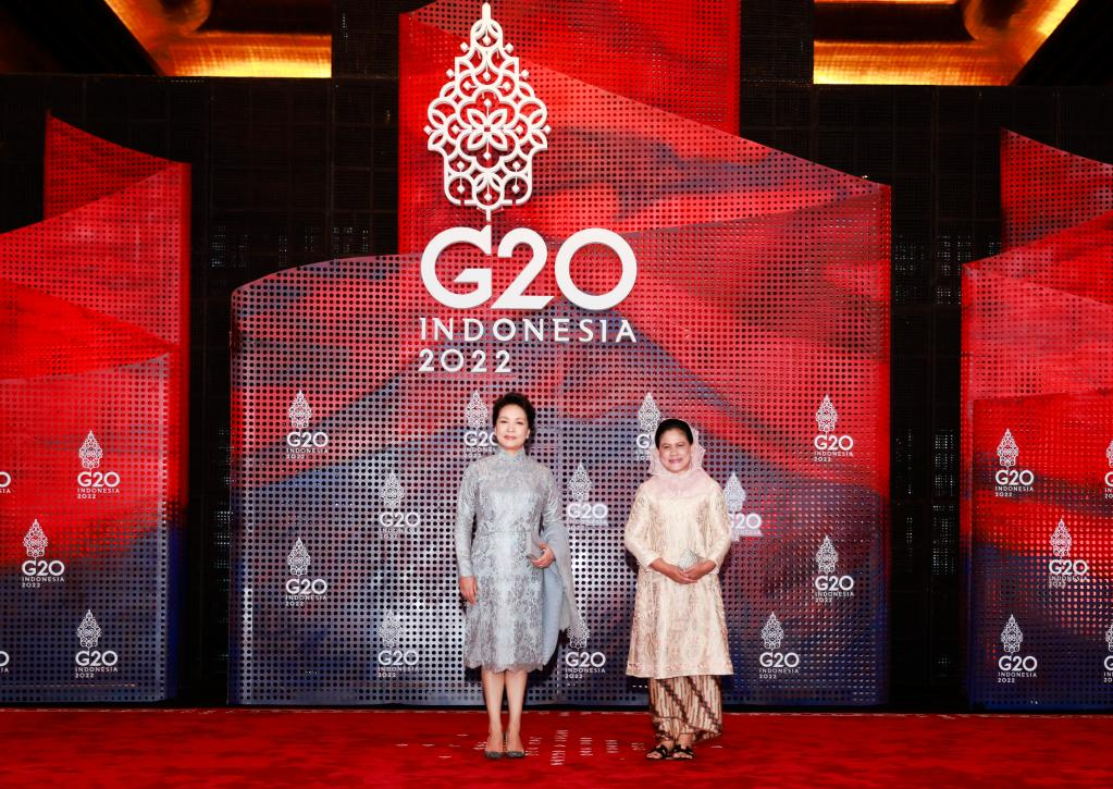 Peng Liyuan, wife of Chinese President Xi Jinping, meets with Indonesian first lady Iriana Joko Widodo in Bali, Indonesia, November 16, 2022. /Xinhua