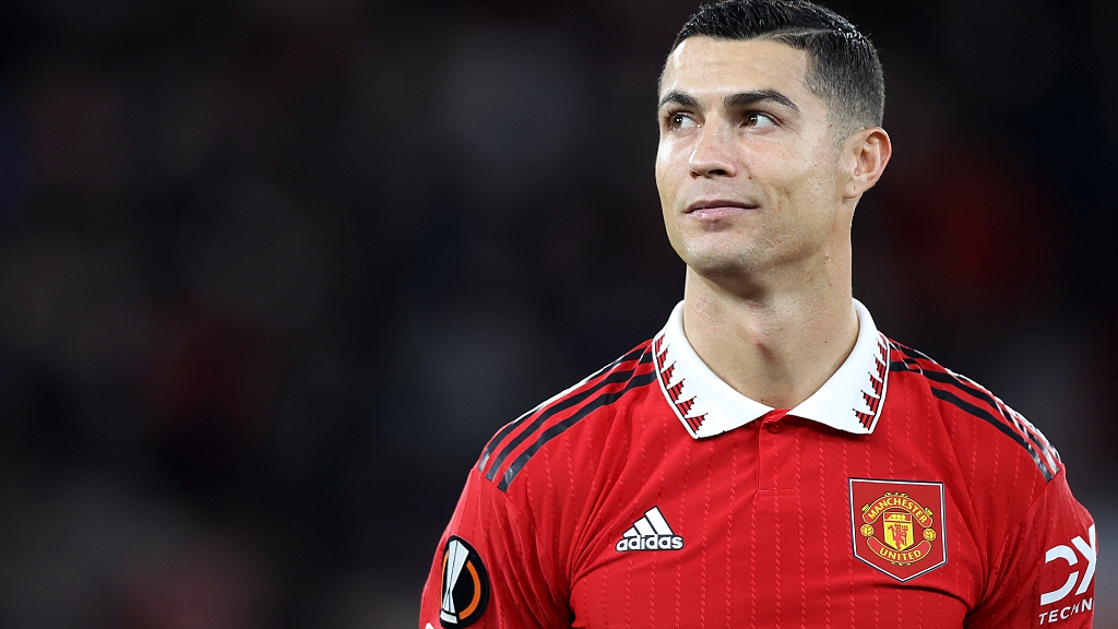 Cristiano Ronaldo of Manchester United looks on prior to their Europa League clash with Sheriff Tiraspol at Old Trafford in Manchester, England, October 27, 2022. /CFP