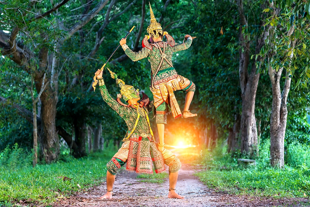 Artists performing the Khon dance, a traditional Thai dramatic art. /CFP