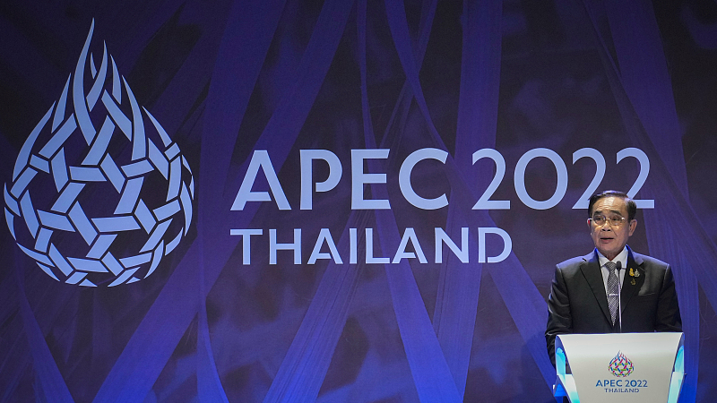 Thailand's Prime Minister Prayuth Chan-ocha addresses a press conference during the 29th APEC Leaders' Meeting, Bangkok, Thailand, November 19, 2022. /CFP