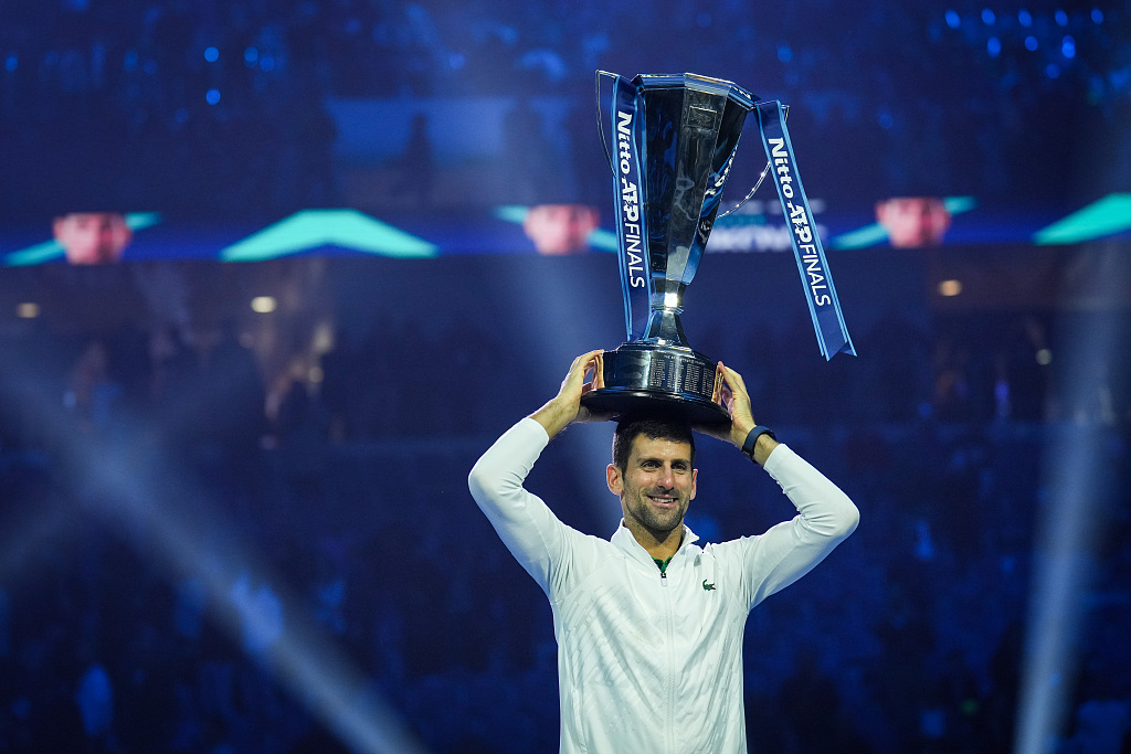 Novak Djokovic of Serbia wins the ATP Tour Finals at Pala Alpitour in Turin, Italy, November 20, 2022. /CFP
