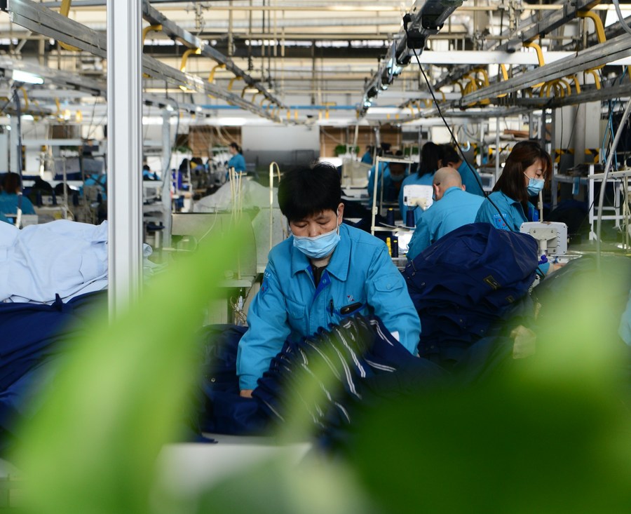 A garment factory in Jingxing County, Shijiazhuang City, north China's Hebei Province, February 5, 2021. /Xinhua