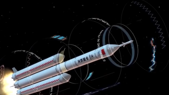 A concept picture of China's new-generation launch vehicle to send astronauts to the moon. /Screenshot from a video by CGTN