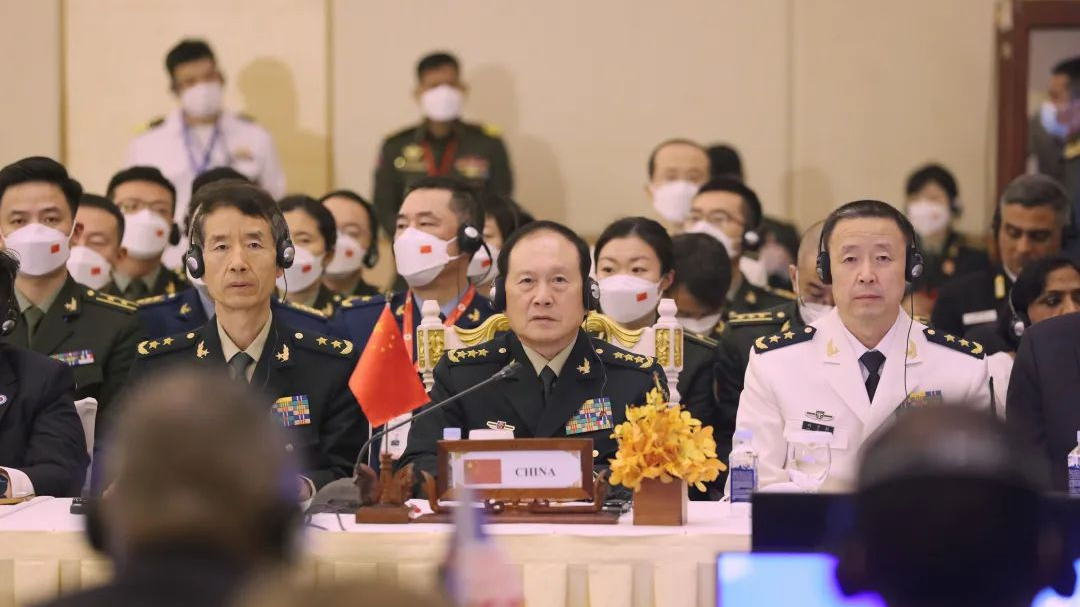 Chinese State Councilor and Defense Minister General Wei Fenghe attends the 9th ASEAN Defense Ministers' Meeting-Plus (ADMM-Plus) in Cambodia, November 23, 2022. /China's Ministry of National Defense 