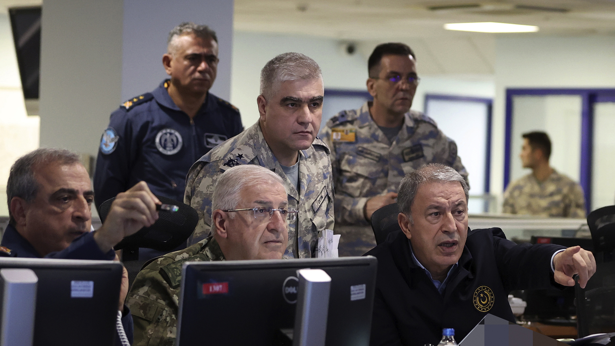 Turkish Defence Minister Hulusi Akar visits Land Forces Operation Center in Ankara, Türkiye, November 20, 2022. /CFP