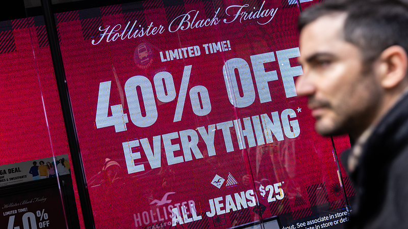 A Black Friday sale sign at a Hollister store on Black Friday in New York, U.S., on November 25, 2022. /CFP 