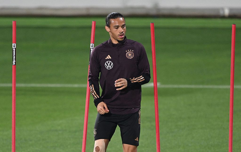 Leroy Sane of Germany looks on during team practice at Al Shamal Stadium in Qatar, November 26, 2022. /CFP
