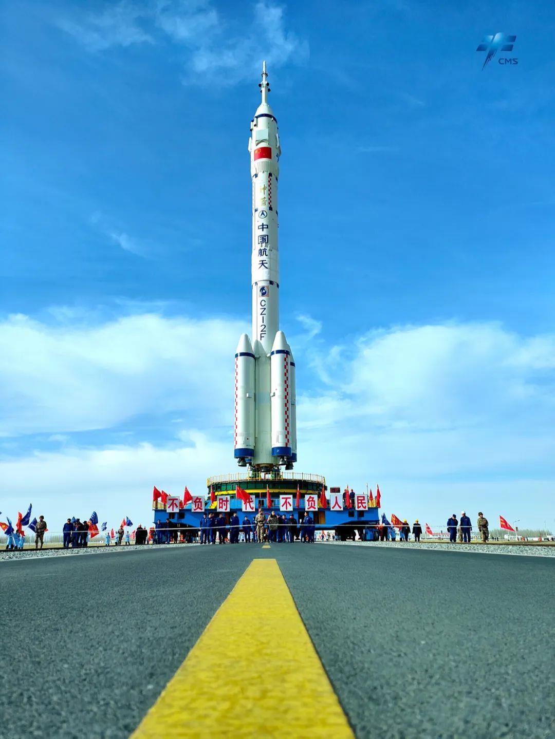 A combination of the Shenzhou-15 crewed spaceship and a Long March-2F carrier rocket has been transferred to the launching area in Jiuquan Satellite Launch Center in northwest China, November 21, 2022. /CMS