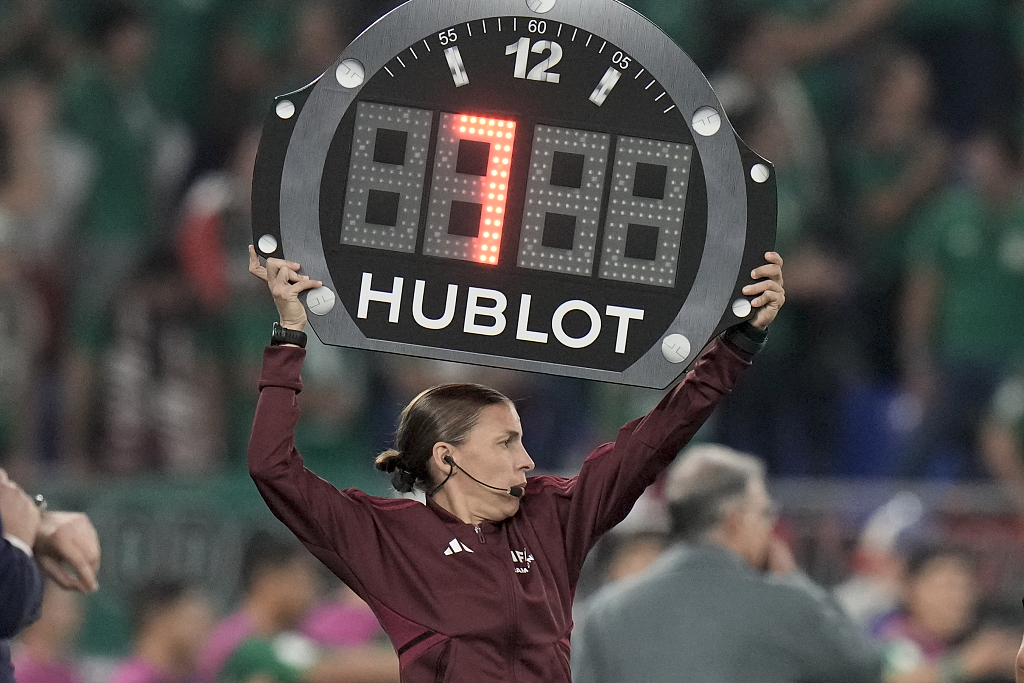 Fourth official Stephanie Frappart of France became the first female referee at the World Cup during the World Cup group C game between Mexico and Poland in Doha, Qatar, November 22, 2022. /CFP