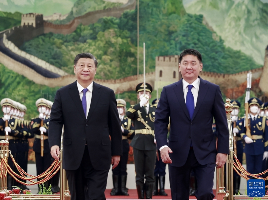 Chinese President Xi Jinping holds a welcome ceremony for Mongolian president Ukhnaagiin Khurelsuh in Beijing, China, November 28, 2022. /Xinhua