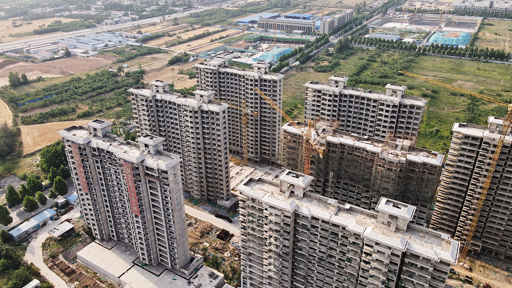Apartment buildings under construction in Zhengzhou, central China's Henan Province, June 2, 2022. /CFP