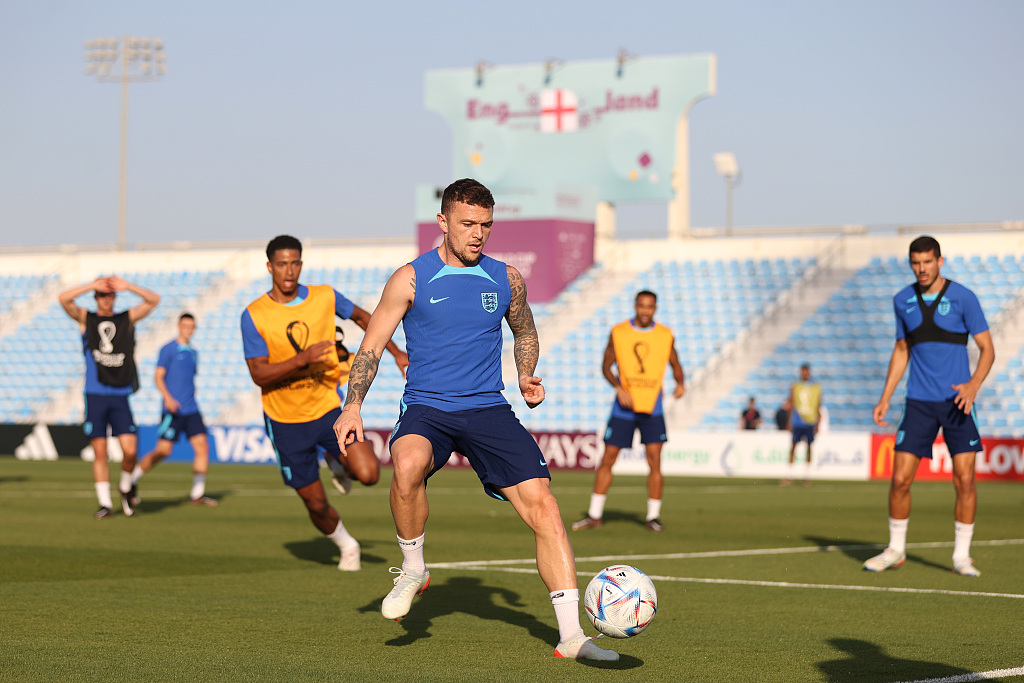 Players of England in team practice at Al Wakrah Stadium in Doha, Qatar, November 28, 2022. /CFP 
