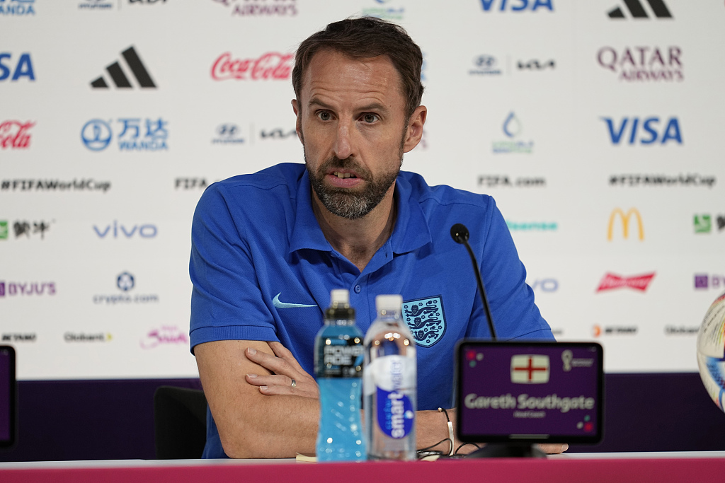 Gareth Southgate, manager of England, attends a press conference at the Qatar National Convention Center in Doha, Qatar, November 28, 2022. /CFP