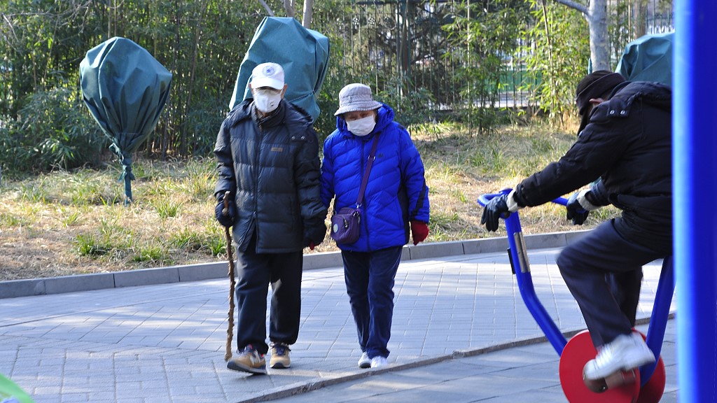 Residents take a walk in a park in Beijing, China, December 22, 2021. /CFP