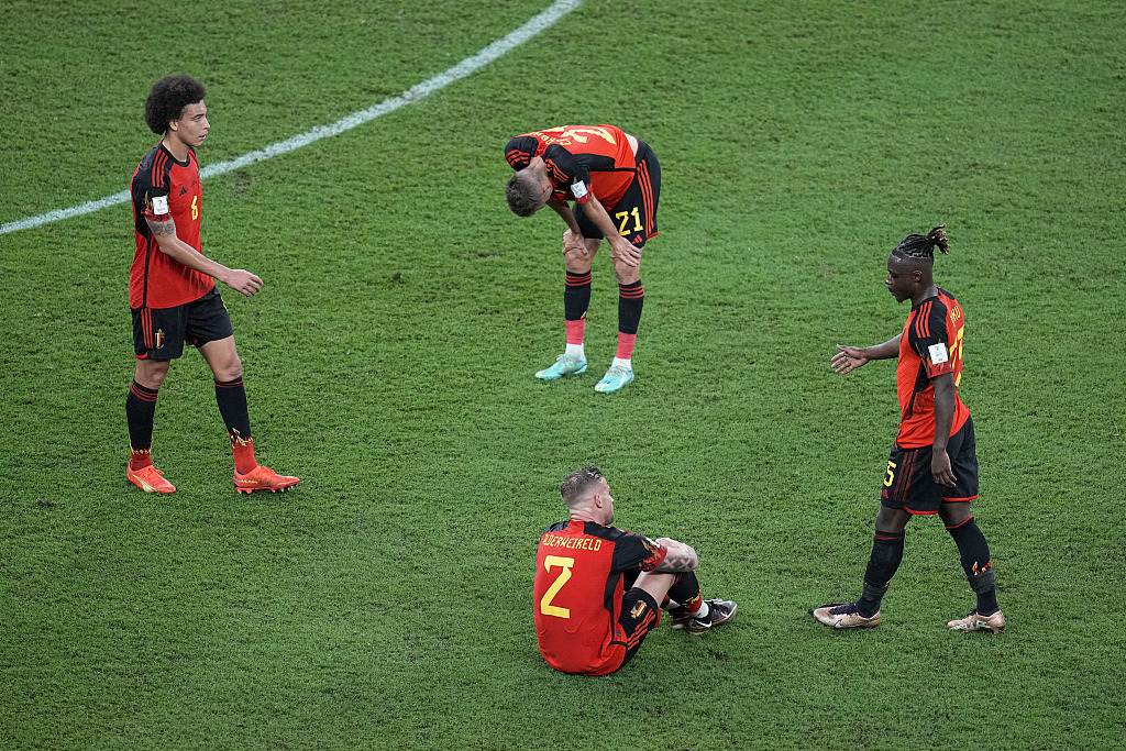 Players of Belgium look on after the 0-0 draw against Croatia in the FIFA World Cup game at the Ahmad Bin Ali Stadium in Qatar, December 1, 2022. /CFP