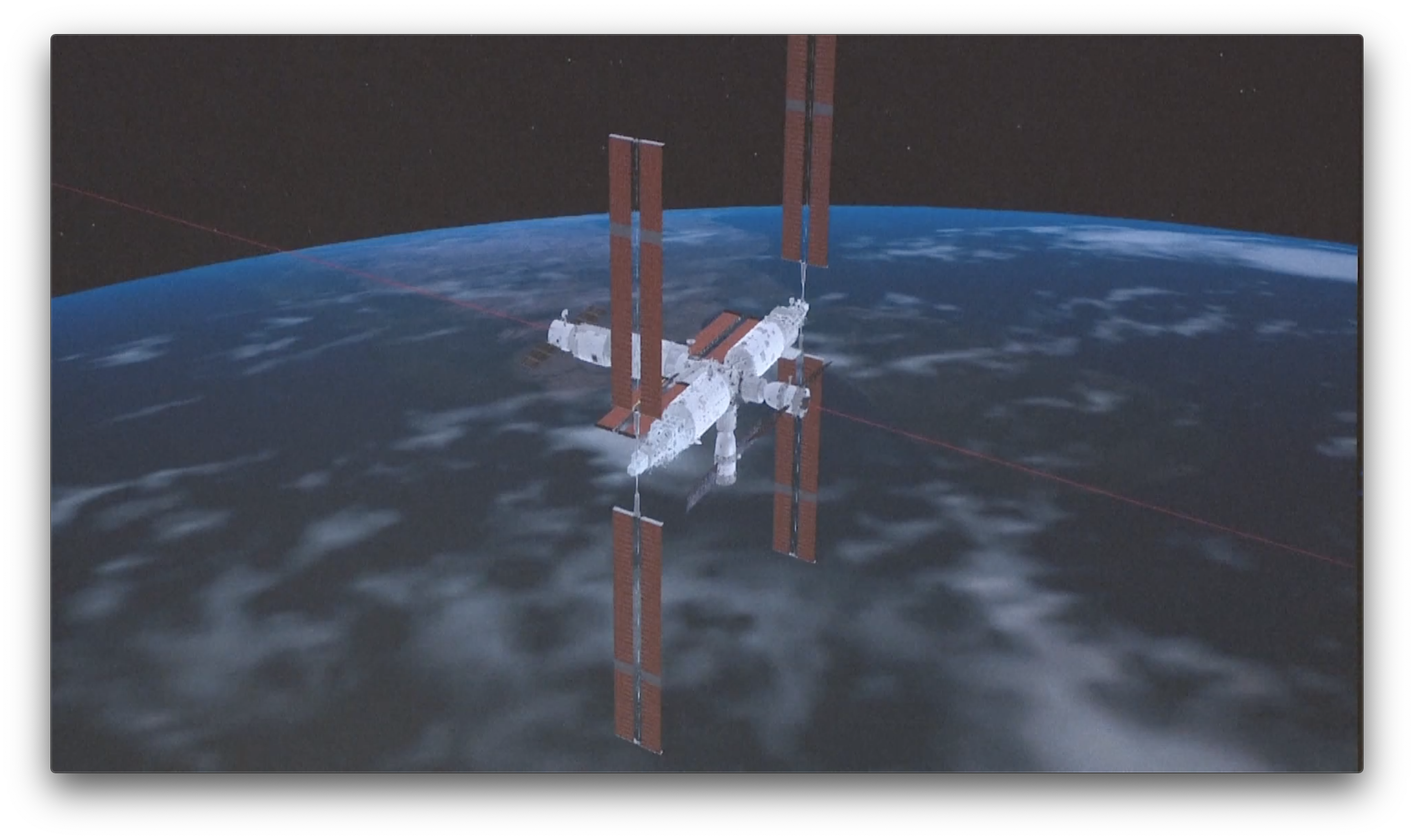 A frame taken from an animation of the currently orbiting China Space Station. /CMG