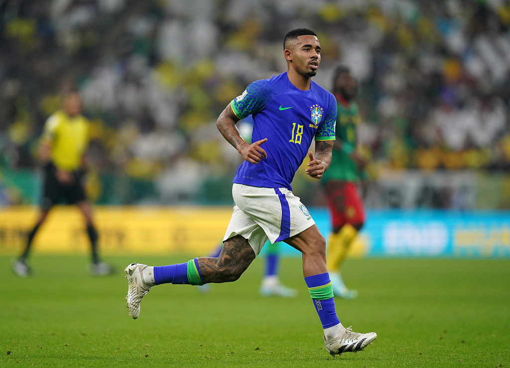 Gabriel Jesus of Brazil runs in the FIFA World Cup game against Cameroon at the Lusail Stadium in Qatar, December 2, 2022. /CFP
