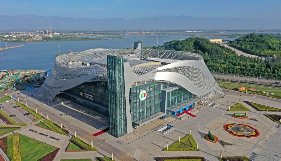 The main venue of fifth China-Arab States Expo in Yinchuan, northwest China's Ningxia Hui Autonomous Region, August 19, 2021. /Xinhua