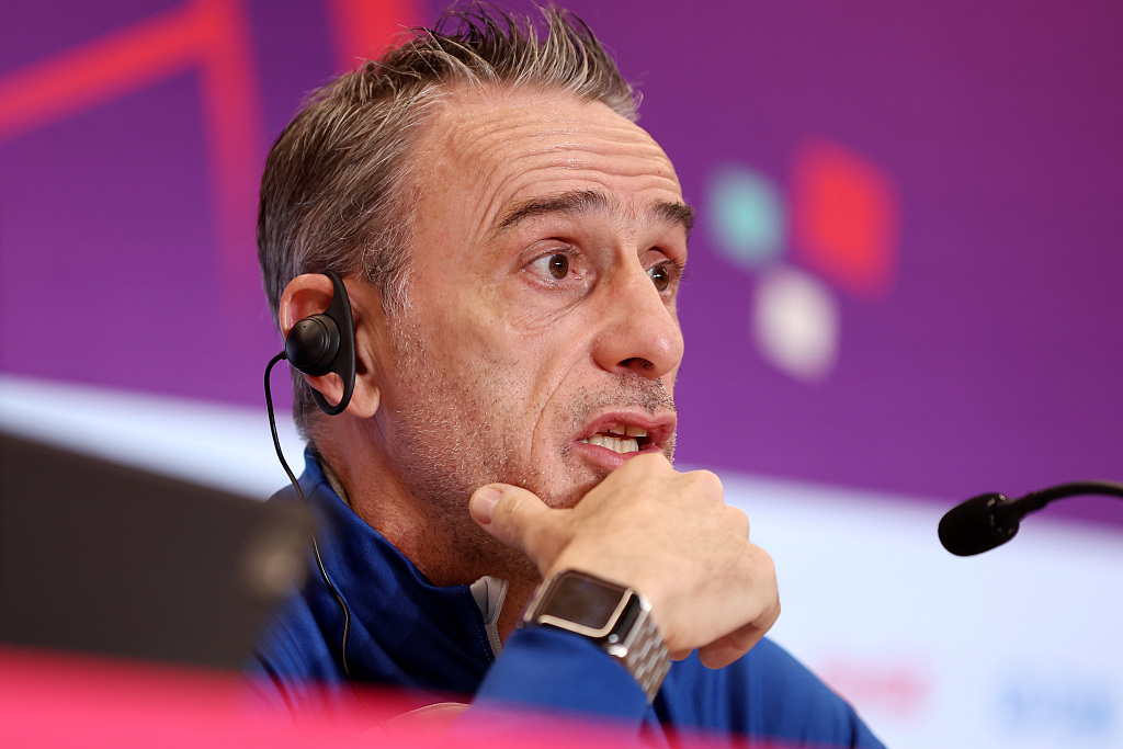 South Korean coach Paulo Bento attends the post-match press conference after their World Cup loss to Brazil at the Stadium 974 in Doha, Qatar, December 5, 2022. /CFP