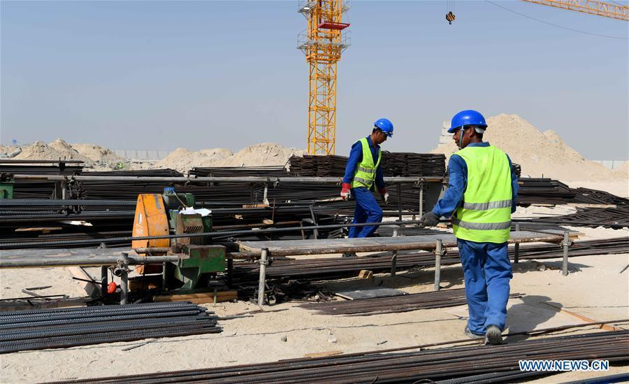 The construction site of the China-United Arab Emirates (UAE) Industrial Capacity Cooperation Demonstration Zone, in Abu Dhabi, the UAE, July 16, 2018. /Xinhua