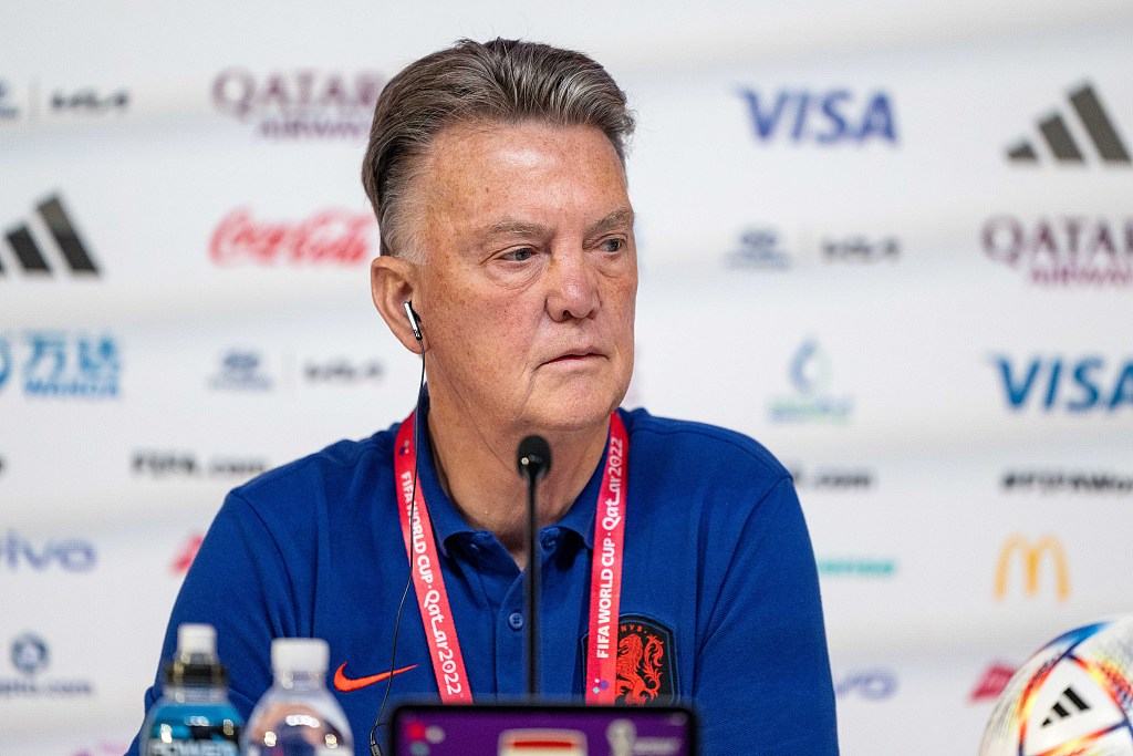 Louis van Gaal, manager of the Netherlands, attends the press conference during the FIFA World Cup at main media center in Doha, Qatar, December 8, 2022. /CFP 