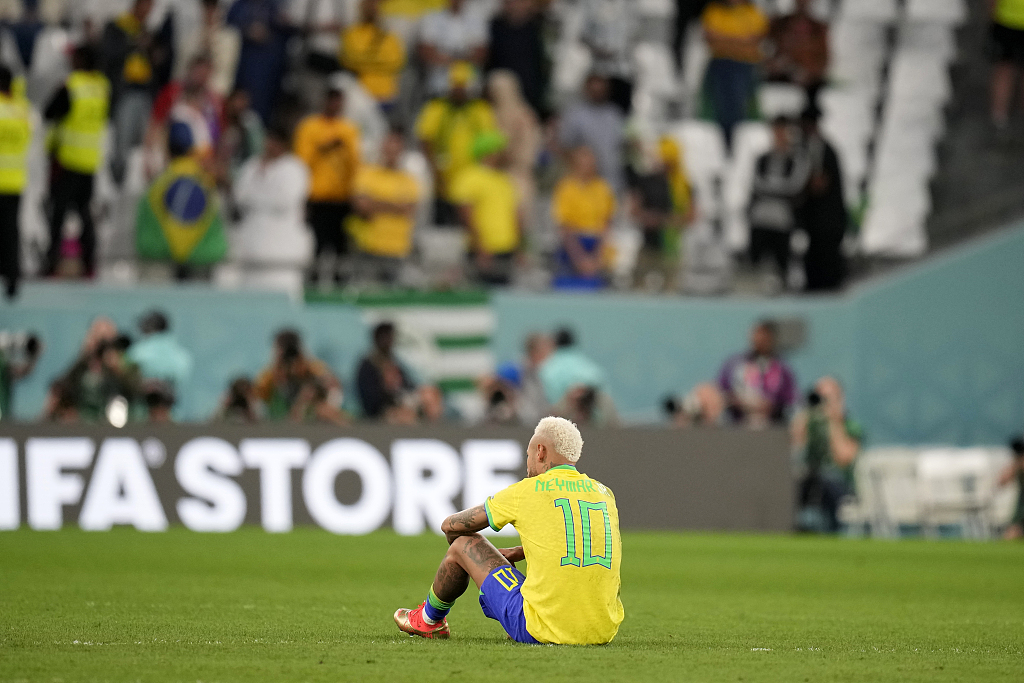 Brazil's Neymar is pictured after the defeat to Croatia in the 2022 World Cup quarterfinal in Al Rayyan, Qatar, December 9, 2022. /CFP