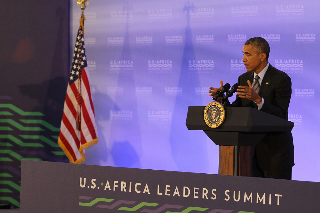 U.S. President Barack Obama speaks during his press conference after the U.S.-Africa Leaders Summit in Washington, United States, August 6, 2014. /CFP