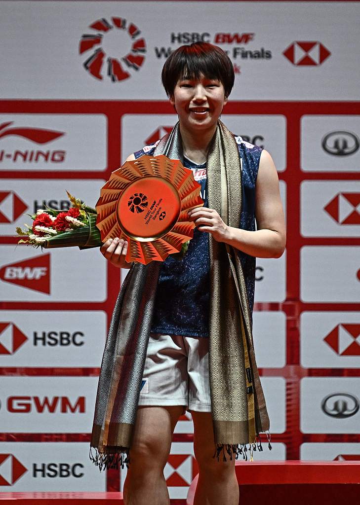 Akane Yamaguchi of Japan won the women's singles title at the BWF World Tour Finals in Bangkok, Thailand, December 11, 2022. /CFP