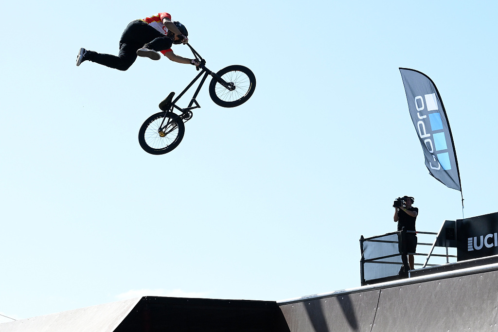Sun Jiaqi of China competes in the women's final during the BMX Freestyle World Cup in Gold Coast, Australia, December 11, 2022. /CFP