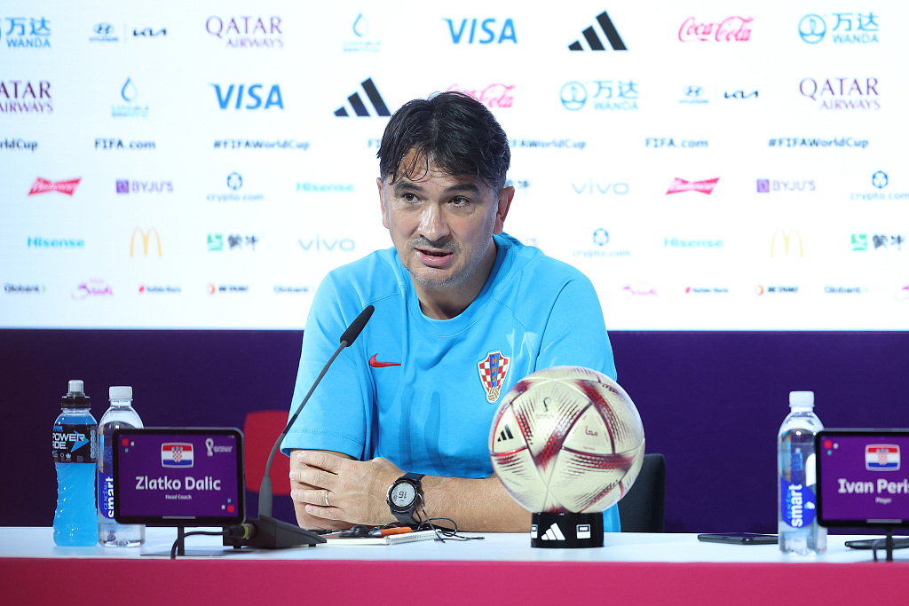 Zlatko Dalic, manager of Croatia, attends the press conference ahead of the FIFA World Cup semifinals against Argentina in Doha, Qatar, December 12, 2022. /CFP