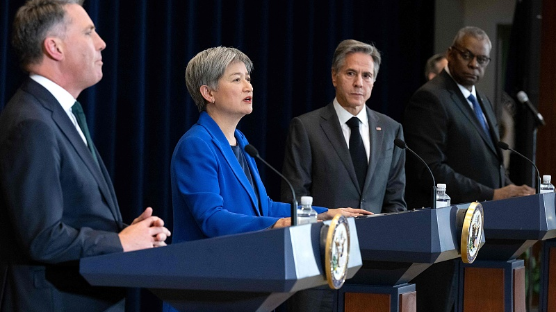 Australian Minister for Defence Richard Marles (L), Australian Foreign Minister Penny Wong (2nd L), U.S. Secretary of State Antony Blinken (2nd R) and U.S. Secretary of Defense Lloyd Austin hold a press conference during the 32nd annual Australia-U.S. Ministerial (AUSMIN) consultations at the State Department in Washington, D.C., December 6, 2022. /CFP