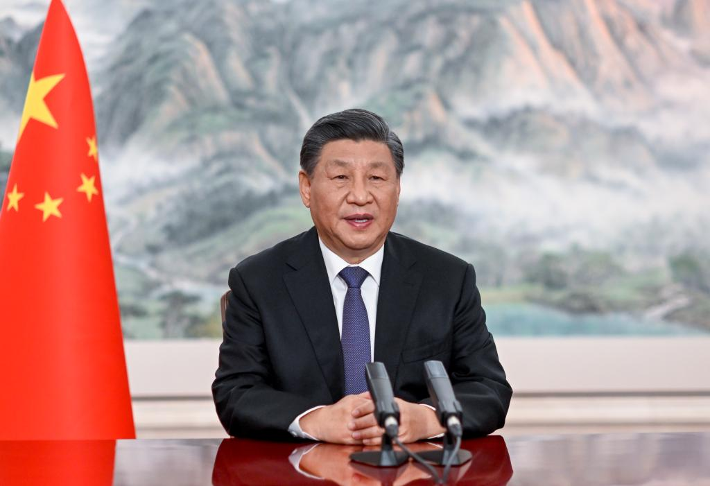 Chinese President Xi Jinping addresses via videolink the opening ceremony of the high-level segment of the second part of the 15th meeting of the Conference of the Parties to the Convention on Biological Diversity (COP15), held in Canada's Montreal, December 15, 2022. /Xinhua