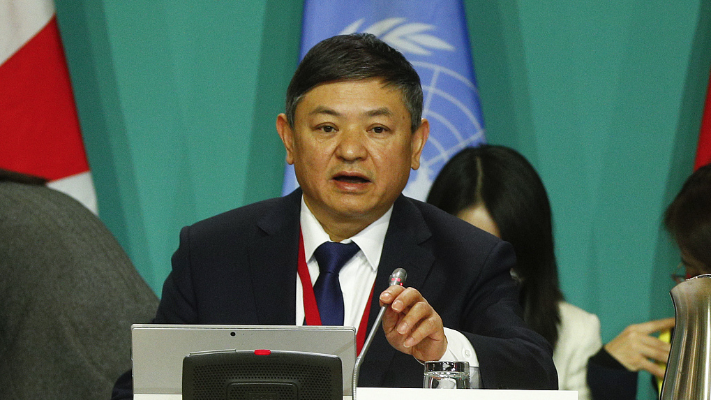 Chinese Ecology and Environment Minister Huang Runqiu speaks during the COP15 in Montreal, Quebec, Canada, December 15, 2022. /CFP