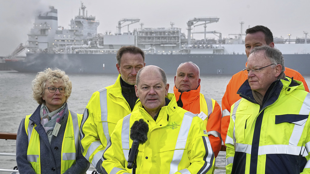 German Chancellor Olaf Scholz delivers a statement during the opening of the LNG (liquefied natural gas) terminal in Wilhelmshaven, Germany, December 17, 2022. /CFP