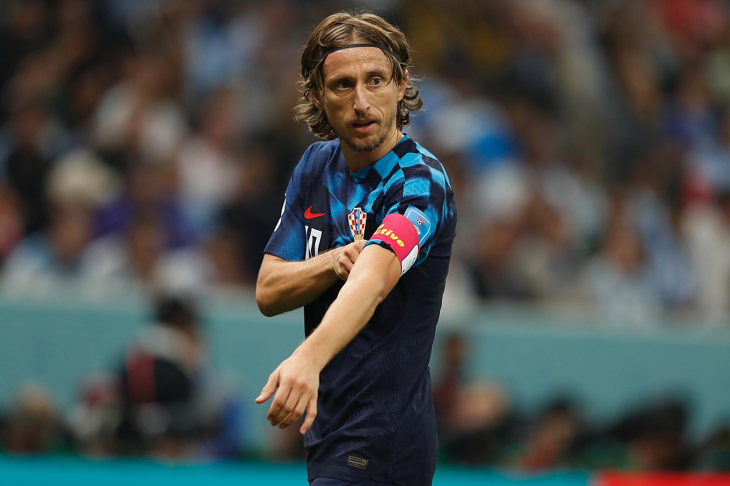 Luka Modric of Croatia in action during the semifinal between Argentina and Croatia at the Lusail Stadium in Lusail, Qatar, December 13, 2022. /CFP