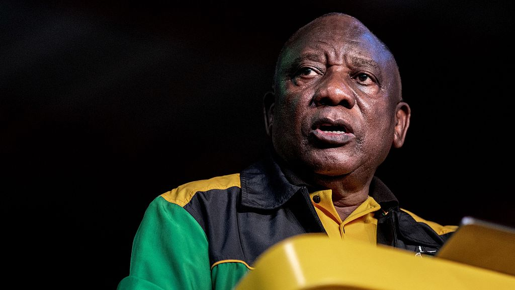 South African President Cyril Ramaphosa gives a speech to launch the 55th National Conference of the African National Congress at the National Recreation Center in Johannesburg, South Africa, December 16, 2022. /CFP