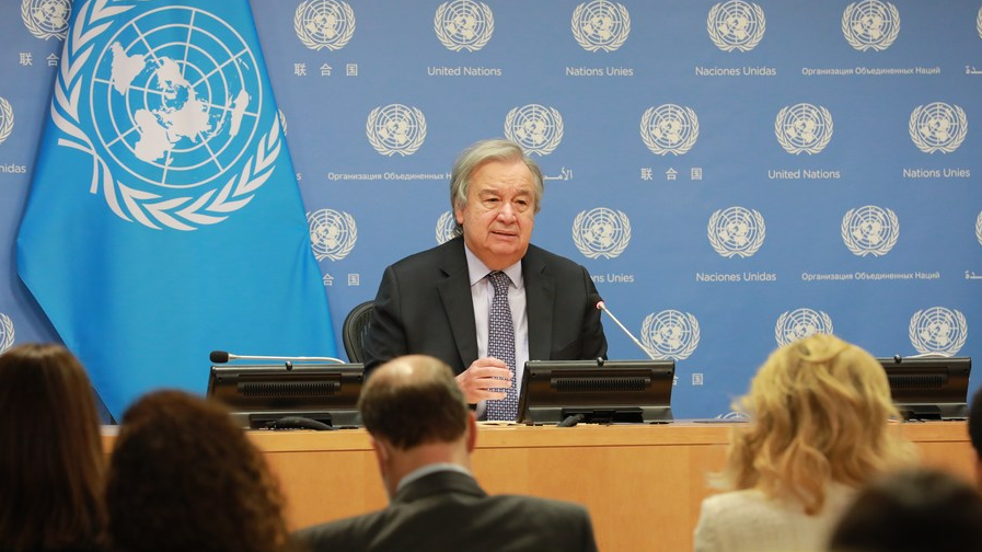UN Secretary-General Antonio Guterres speaks at an end-of-year press conference at the UN headquarters in New York, on December 19, 2022. /Xinhua 