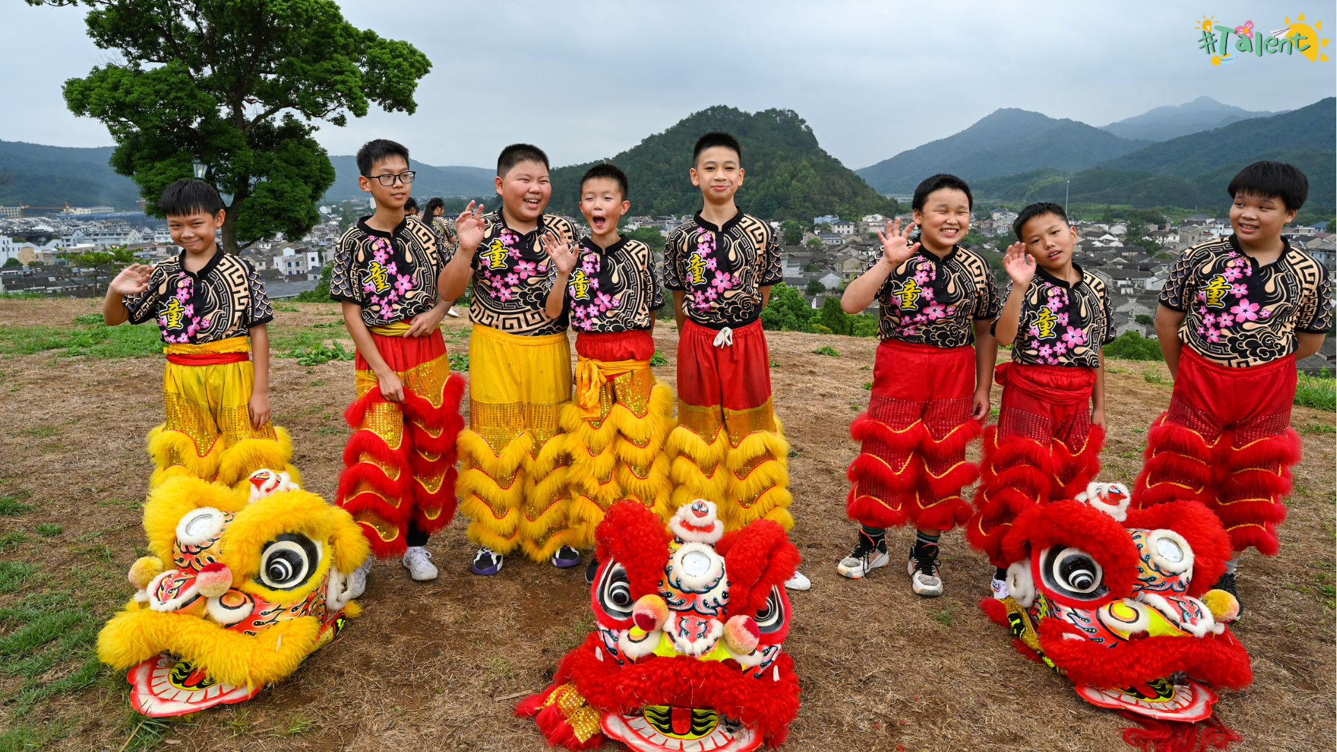 The current lion dance team of Qiantong ancient town. /CGTN