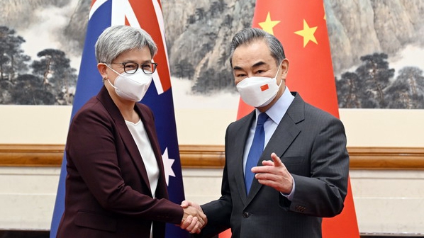 Wang Yi (R), member of the Political Bureau of the CPC Central Committee, Chinese state councilor and foreign minister, meets with Australian Foreign Minister Penny Wong in Beijing, China, December 21, 2022. /Chinese Foreign Ministry