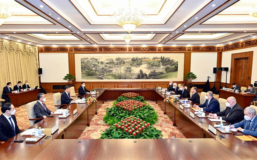 Xi Jinping, general secretary of the Communist Party of China (CPC) Central Committee and Chinese president, meets with Chairman of the United Russia party Dmitry Medvedev, who visits China at the invitation of the CPC, at the Diaoyutai State Guesthouse in Beijing, capital of China, December 21, 2022. /Xinhua