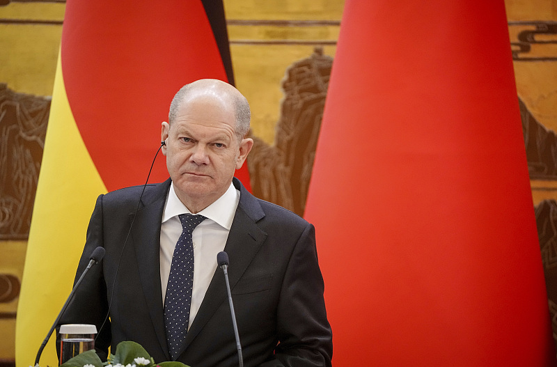 German Chancellor Olaf Scholz gives a press conference in the Great Hall of the People, Beijing, China, November 4, 2022. /CFP
