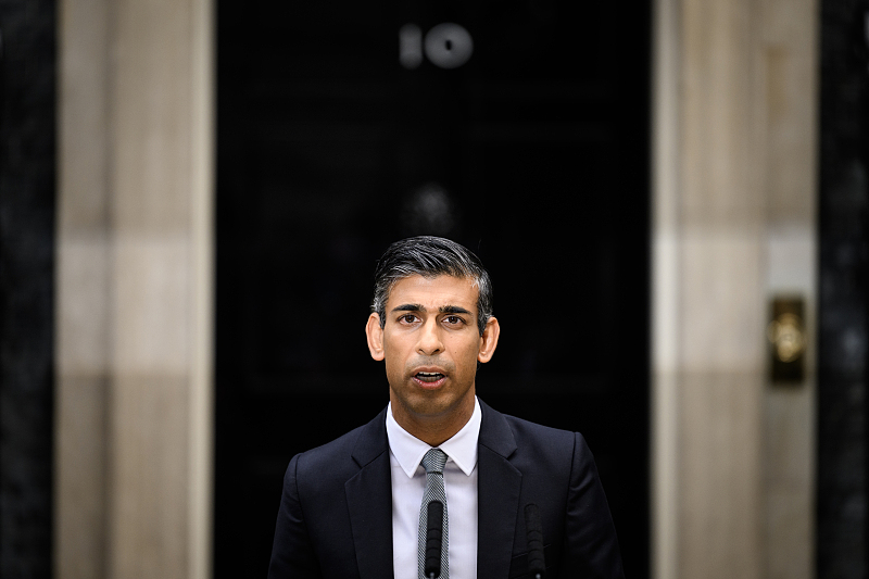 British Prime Minister Rishi Sunak makes a statement after taking office outside No. 10 Downing Street in London, England, October 25, 2022. /CFP