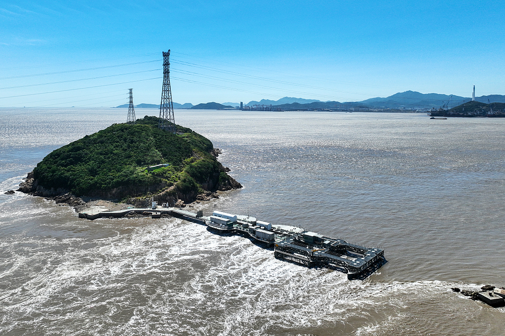 The world's largest single-capacity tidal current energy generating unit on Xiushan Island, Zhoushan, east China's Zhejiang Province, August 14, 2022. /CFP